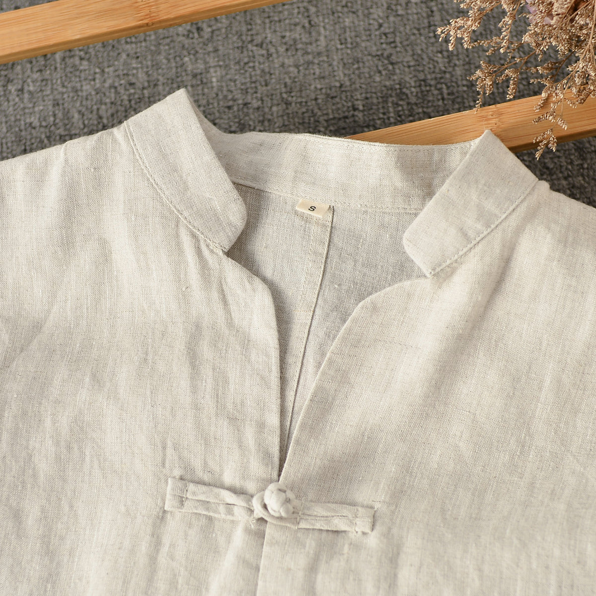 Men's 100% Linen long Sleeve casual solid color shirt coat E016