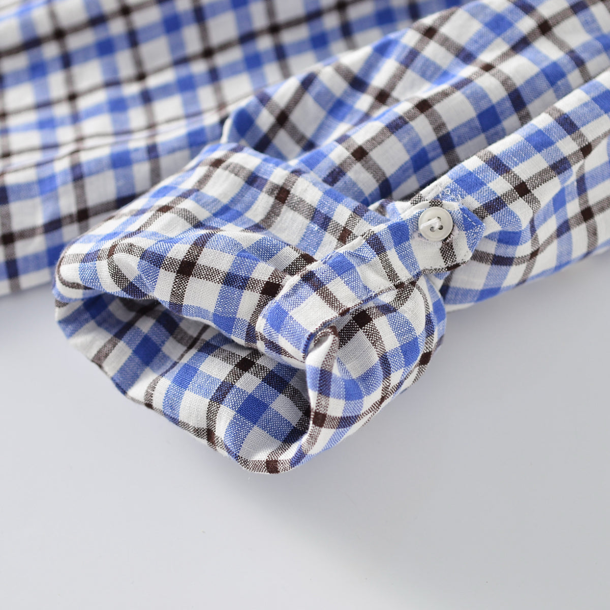 Men's 100% Linen long Sleeve casual checked shirt E019