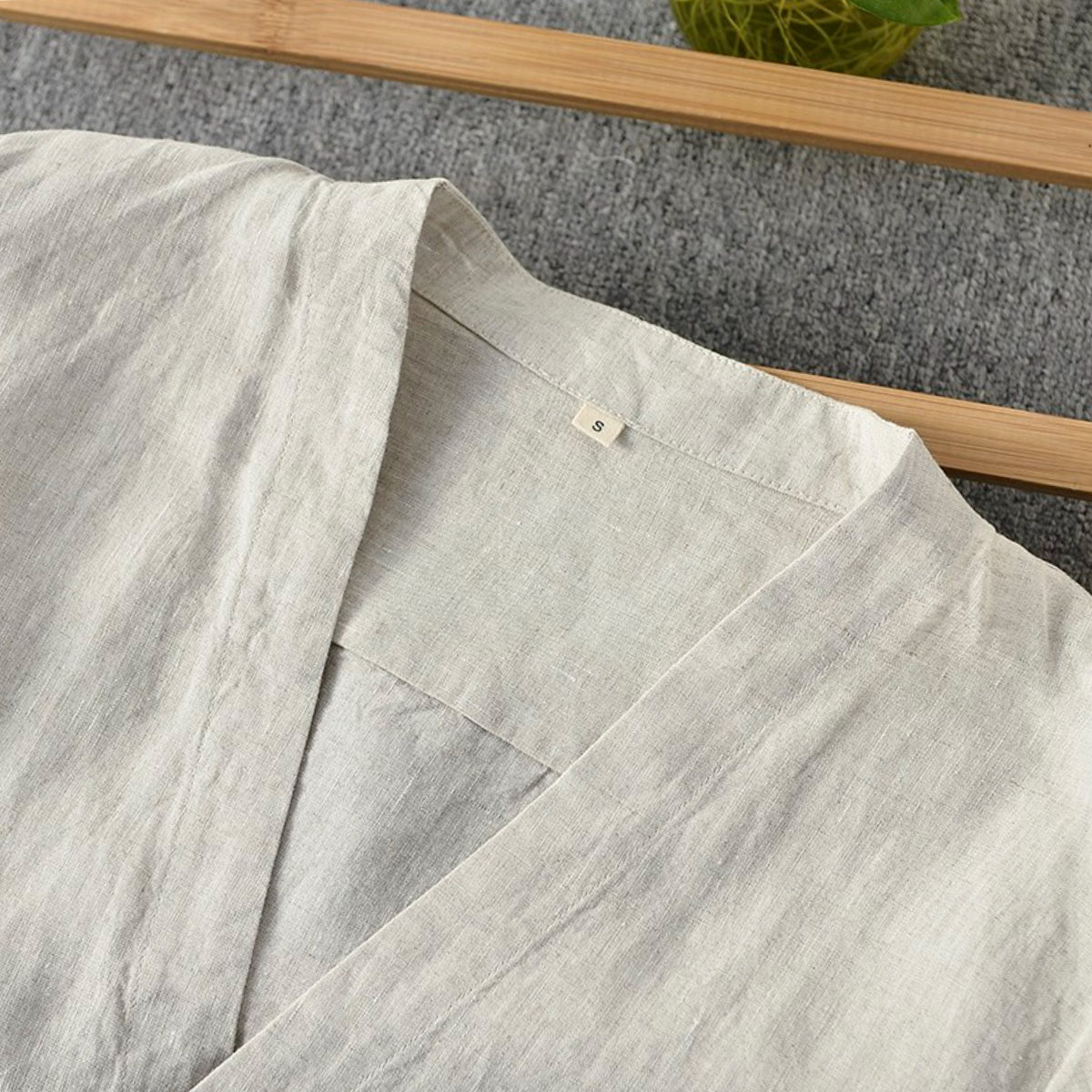 Men's 100% Linen long Sleeve casual v-neck shirt E017