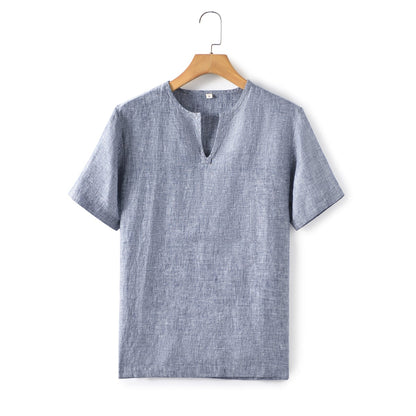 Men's 100% Linen Short Sleeve casual T-shirt E001