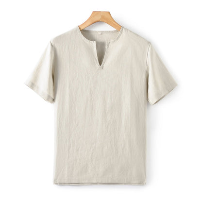 Men's 100% Linen Short Sleeve casual T-shirt E001