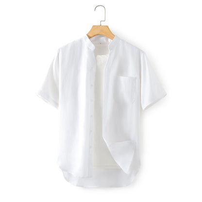 Men's 100% Linen short Sleeve casual t-shirt with one pocket E011