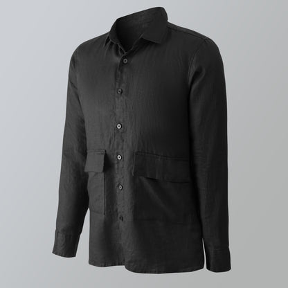 Men's Linen Shirt Long Sleeve Button UP C039