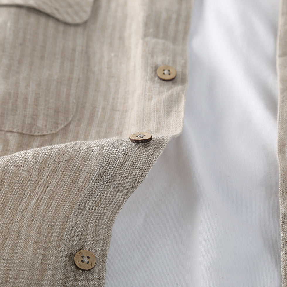 Men's Long Sleeve Linen Shirt C022