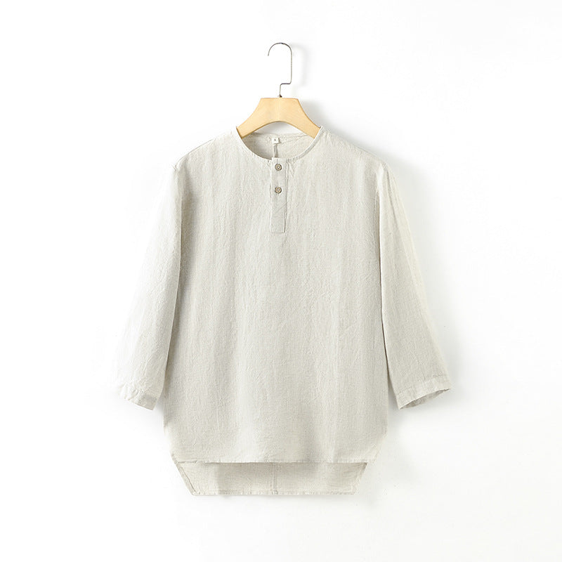 Mens 3/4 Long Sleeve 100% Linen Shirts C009