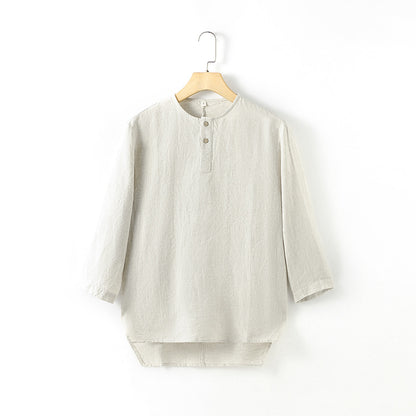 Mens 3/4 Long Sleeve 100% Linen Shirts C009