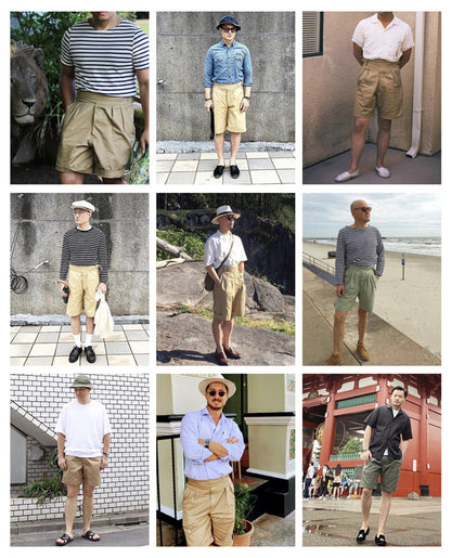 Men's Vintage Work Clothes High Waist Army Pants And Shorts