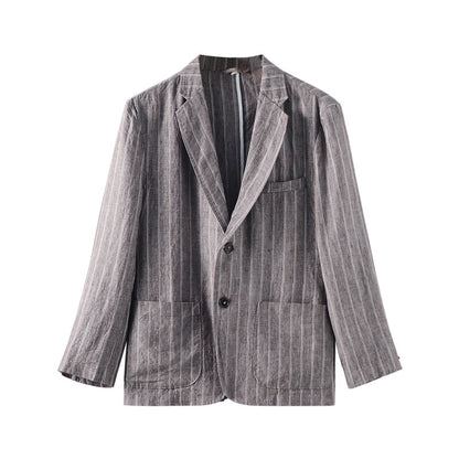 Men's linen suit striped casual jacket D049