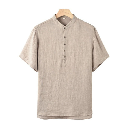 Men's 100% Linen Short Sleeve Button Down T-Shirt F002