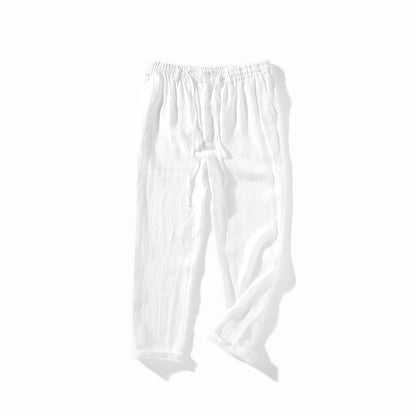 Men's Casual 100% Linen Drawstring Pants With Pockets 060