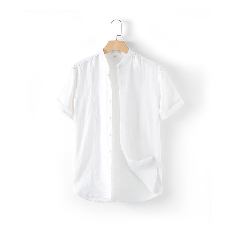 Men's Full Front Buttons 100% Linen Short Sleeve Shirts D022