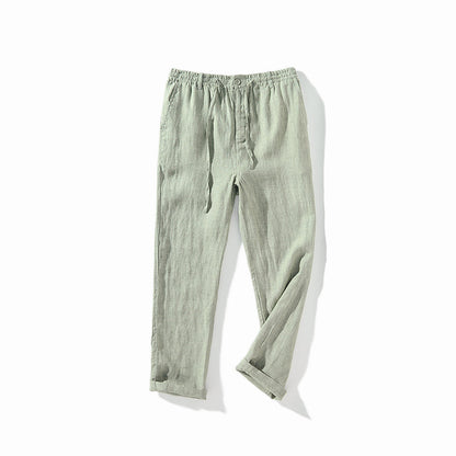 Men's Casual 100% Linen Drawstring Pants With Pockets 060