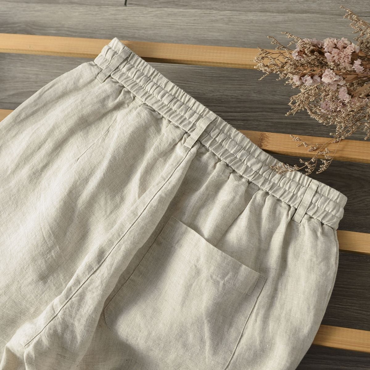 Men's 100% Linen Drawstring Pants E002